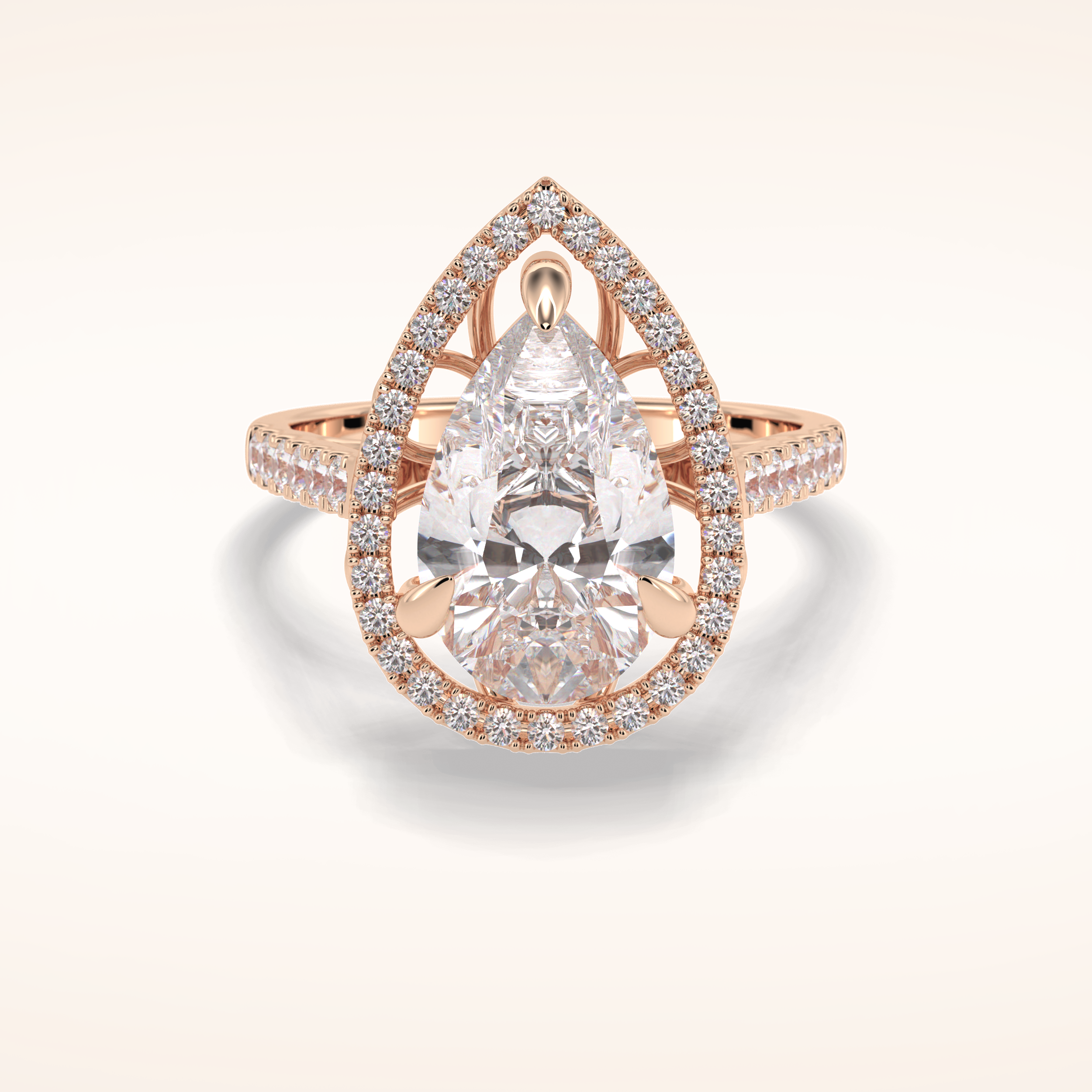 3 CT Pear Shaped Halo & Pave Moissanite Engagement Ring