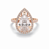 Pear Halo & Pave Lab Grown Diamond Engagement Ring
