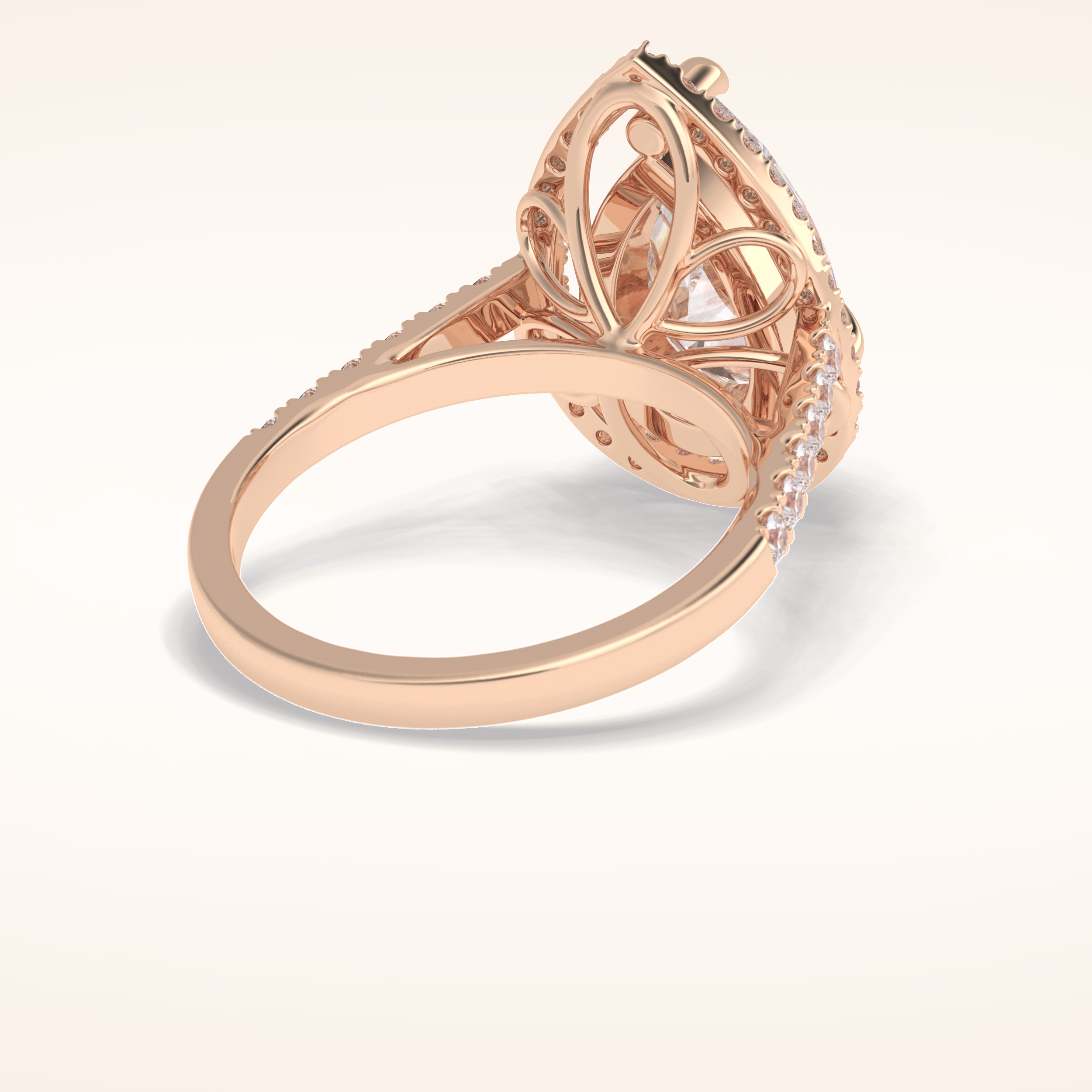 3 CT Pear Shaped Halo & Pave Moissanite Engagement Ring