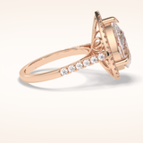 3 CT Pear Shaped Halo & Pave Moissanite Engagement Ring