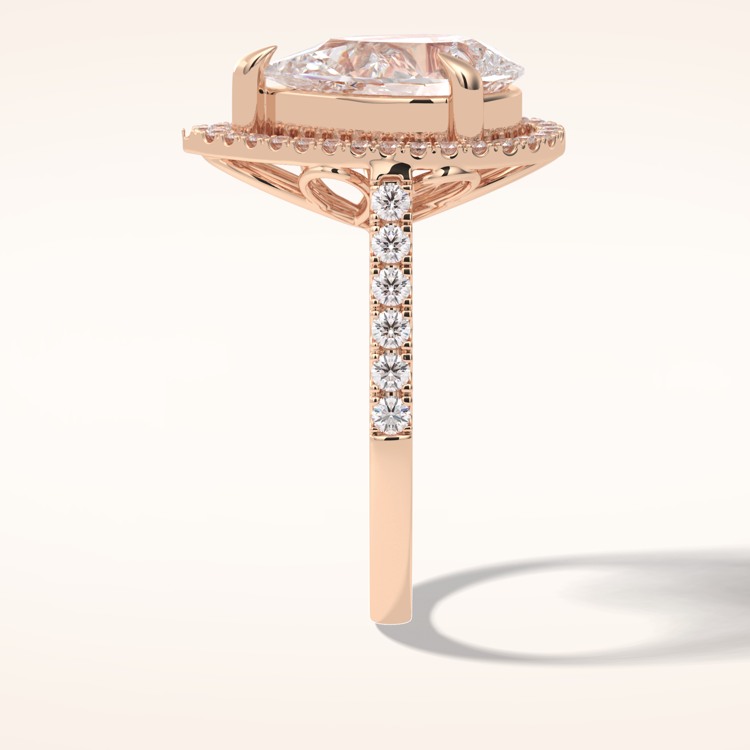 3 CT Pear Shaped Halo & Pave Moissanite Engagement Ring