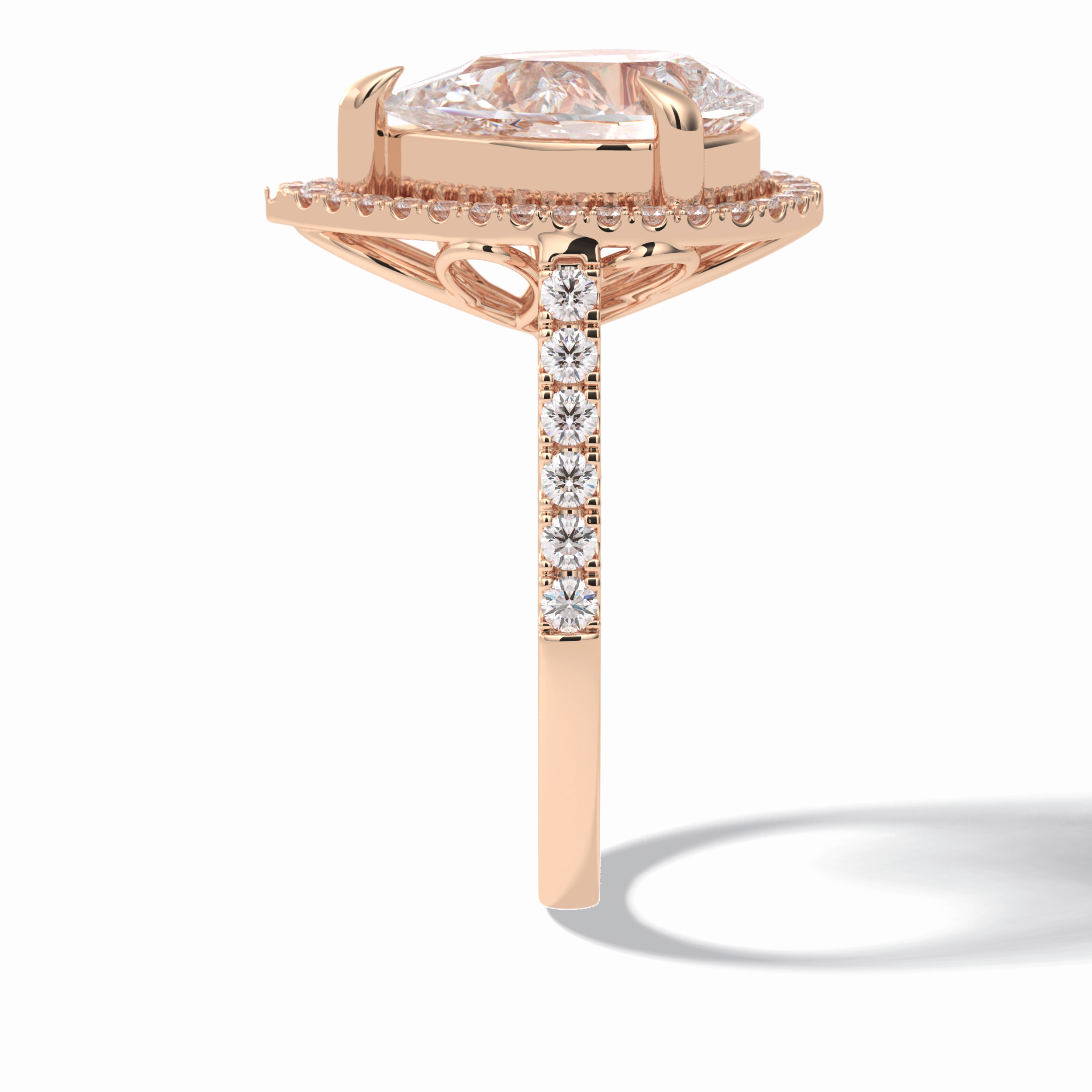 Pear Halo & Pave Lab Grown Diamond Engagement Ring