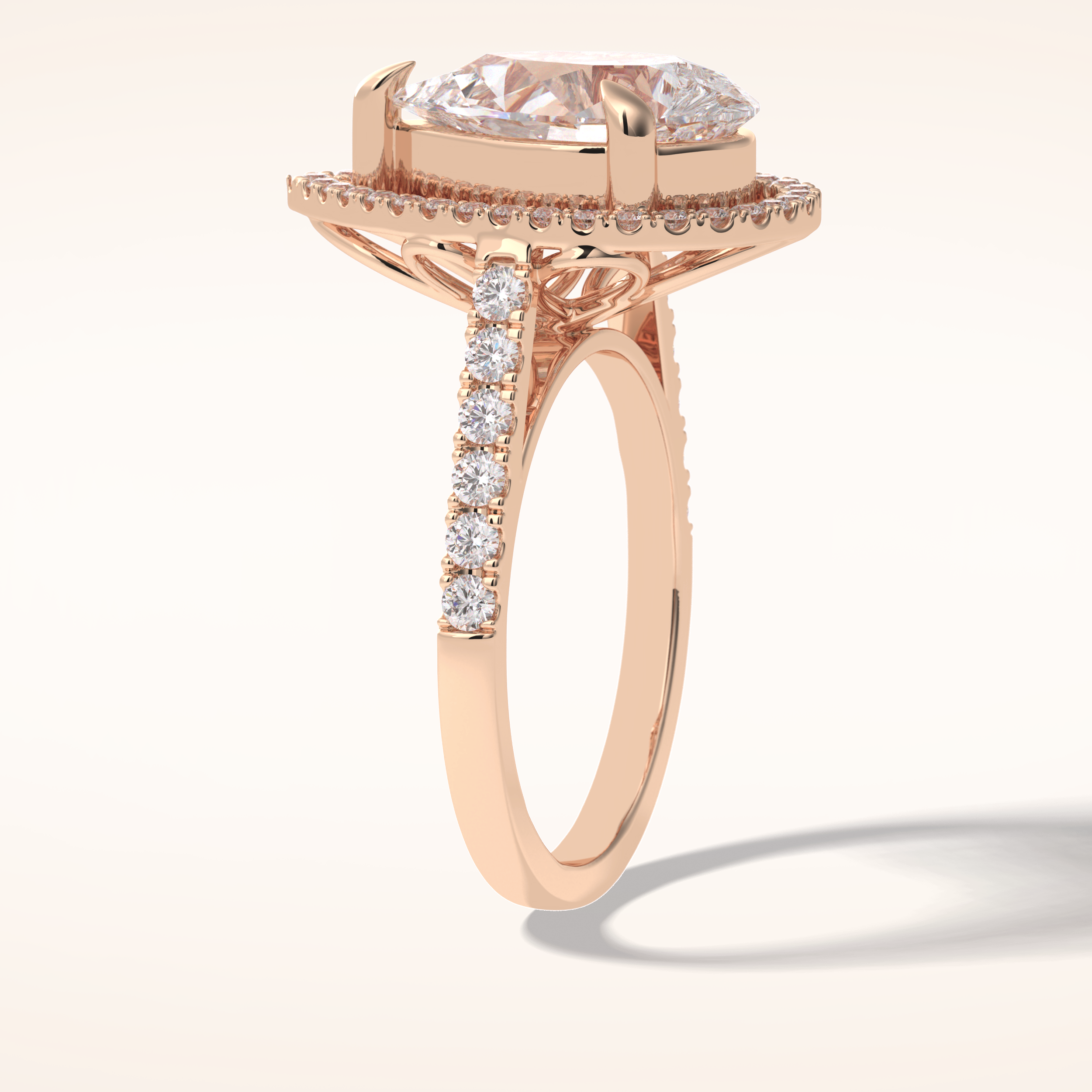 3 CT Pear Shaped Halo & Pave Moissanite Engagement Ring