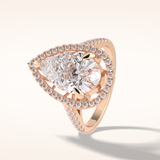 3 CT Pear Shaped Halo & Pave Moissanite Engagement Ring