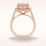 3 CT Pear Shaped Halo & Pave Moissanite Engagement Ring