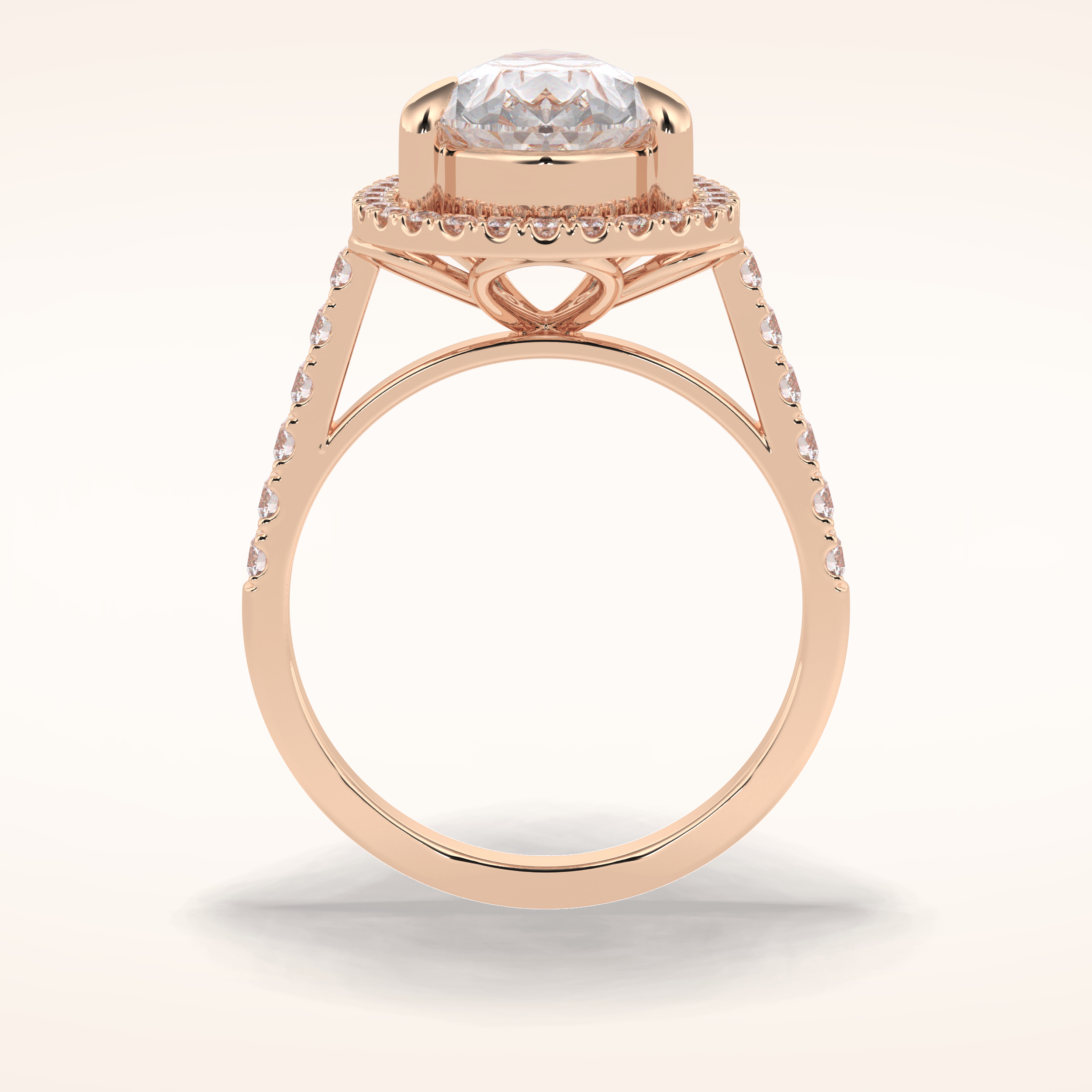 3 CT Pear Shaped Halo & Pave Moissanite Engagement Ring