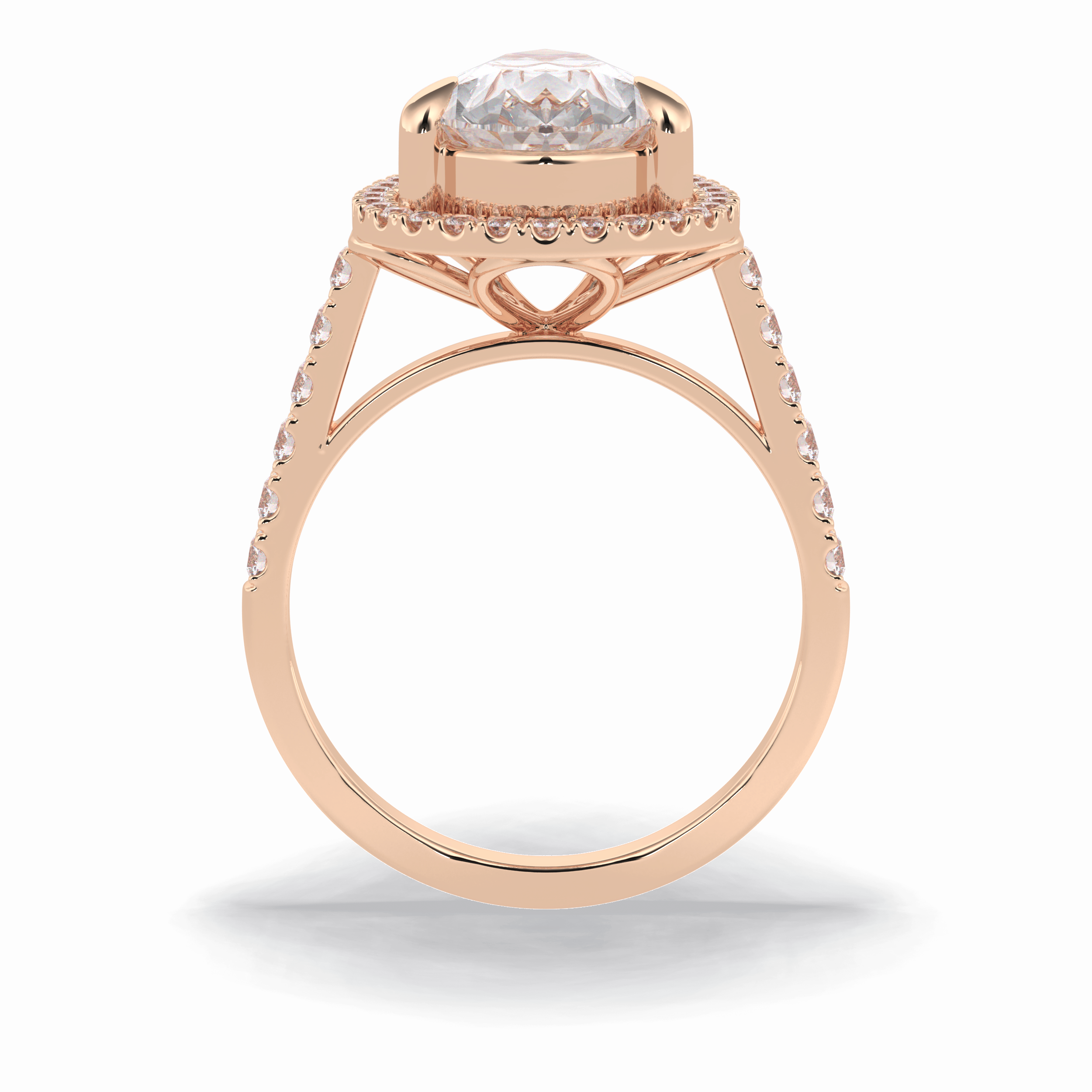 Pear Halo & Pave Lab Grown Diamond Engagement Ring