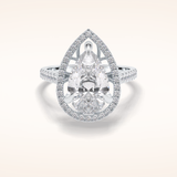 3 CT Pear Shaped Halo & Pave Moissanite Engagement Ring