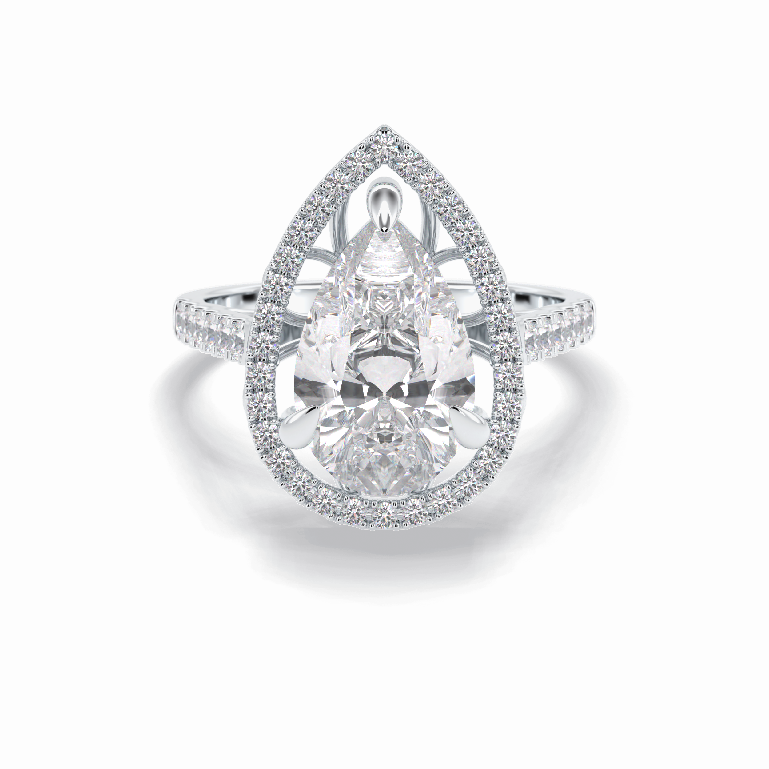 Pear Halo & Pave Lab Grown Diamond Engagement Ring