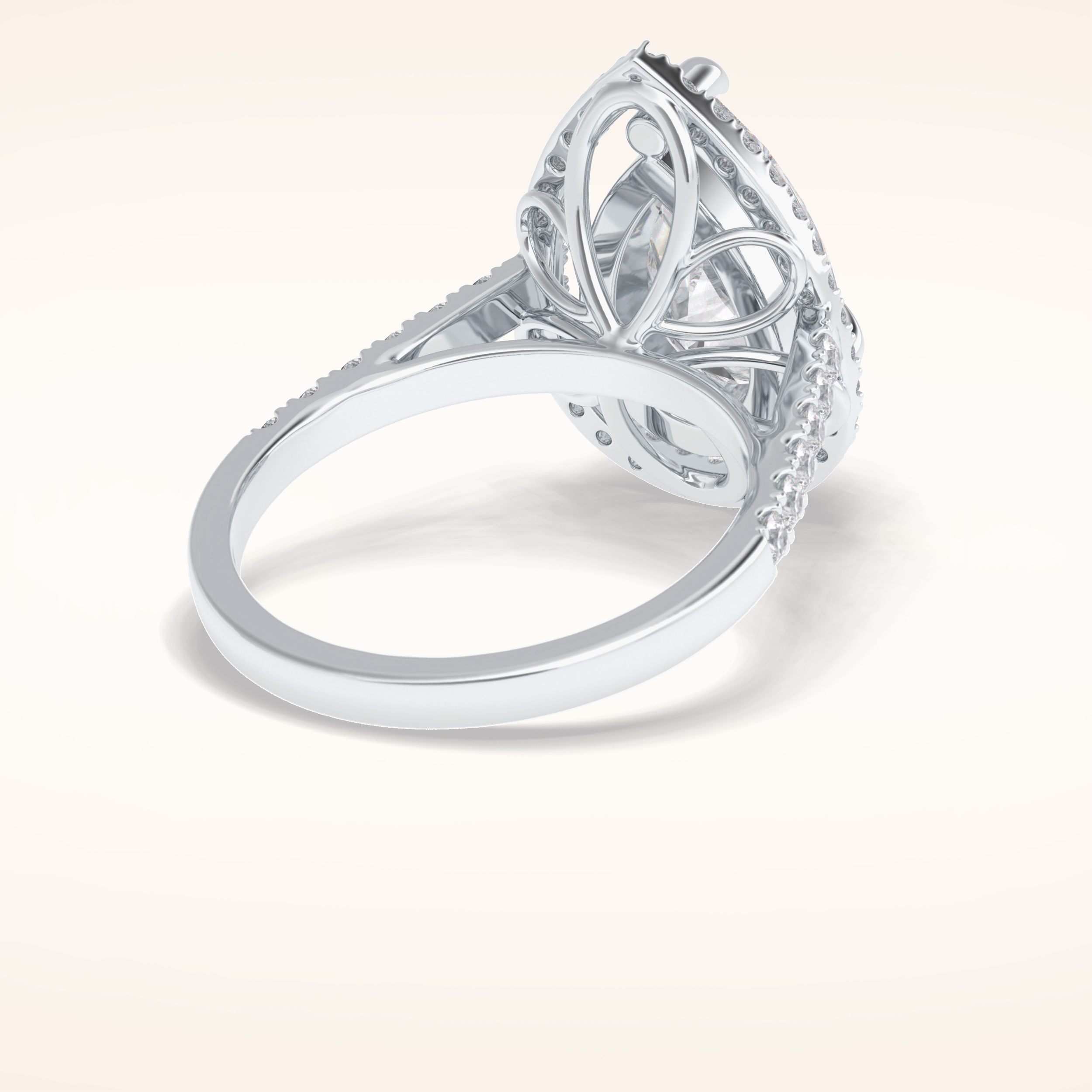 3 CT Pear Shaped Halo & Pave Moissanite Engagement Ring