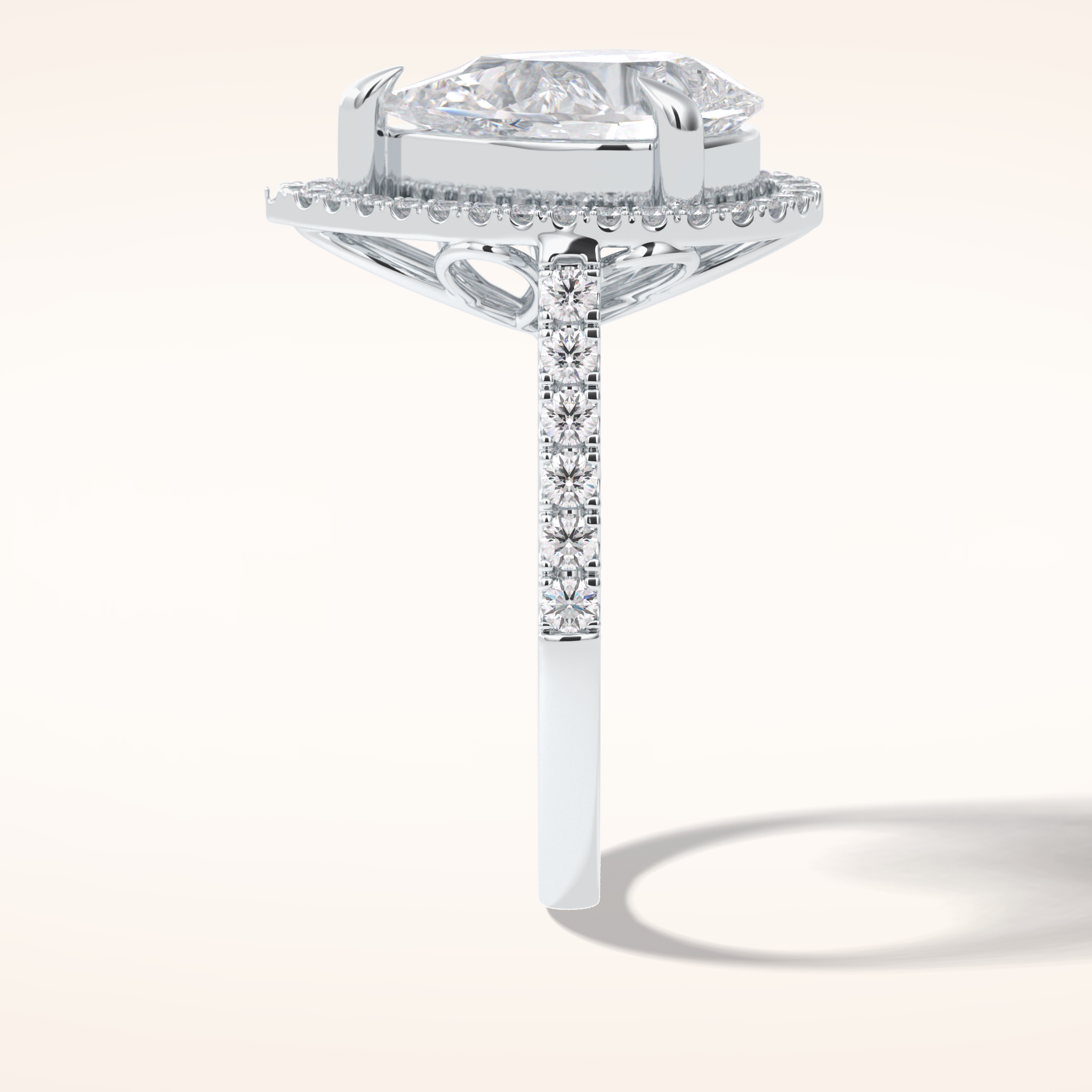 3 CT Pear Shaped Halo & Pave Moissanite Engagement Ring