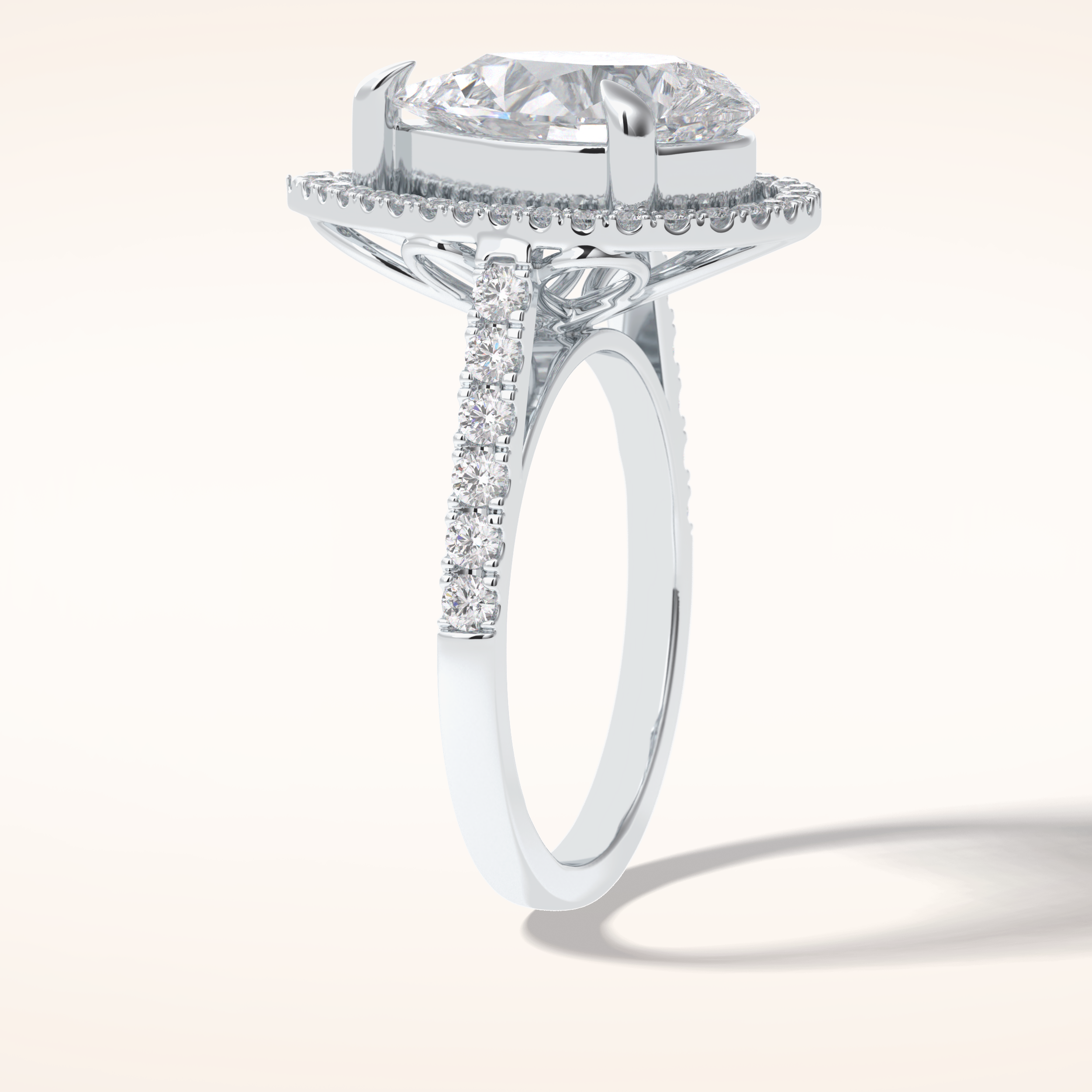 3 CT Pear Shaped Halo & Pave Moissanite Engagement Ring