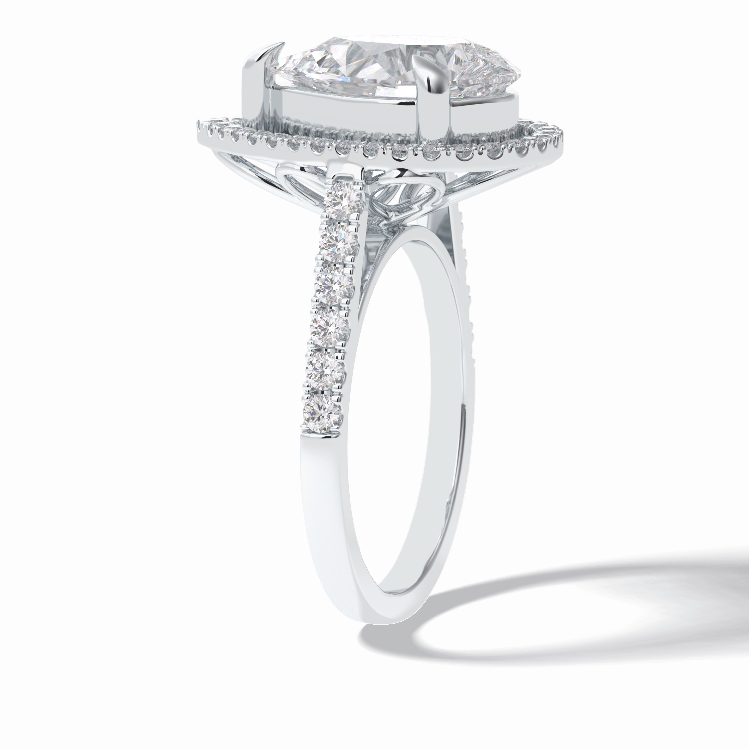 Pear Halo & Pave Lab Grown Diamond Engagement Ring