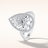 3 CT Pear Shaped Halo & Pave Moissanite Engagement Ring