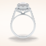 3 CT Pear Shaped Halo & Pave Moissanite Engagement Ring