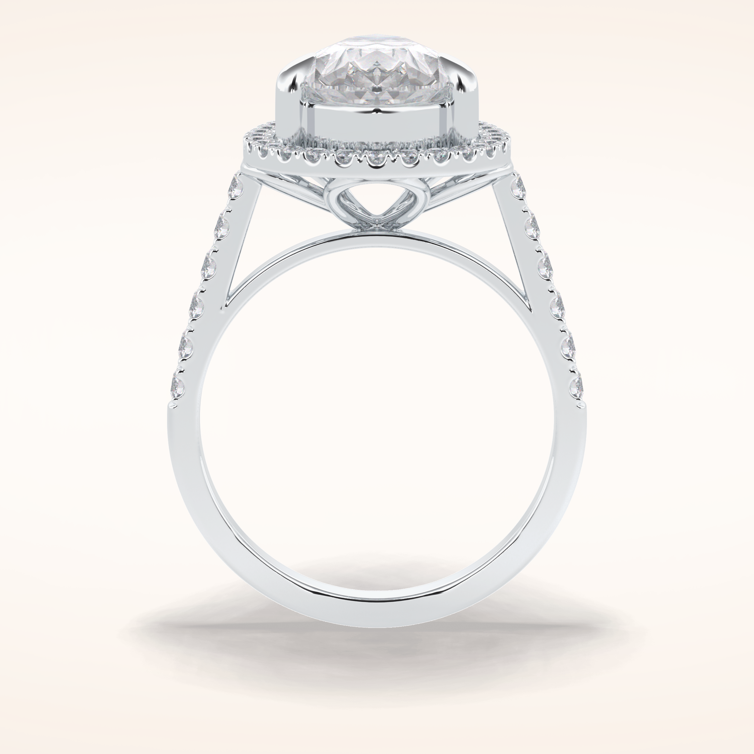 3 CT Pear Shaped Halo & Pave Moissanite Engagement Ring