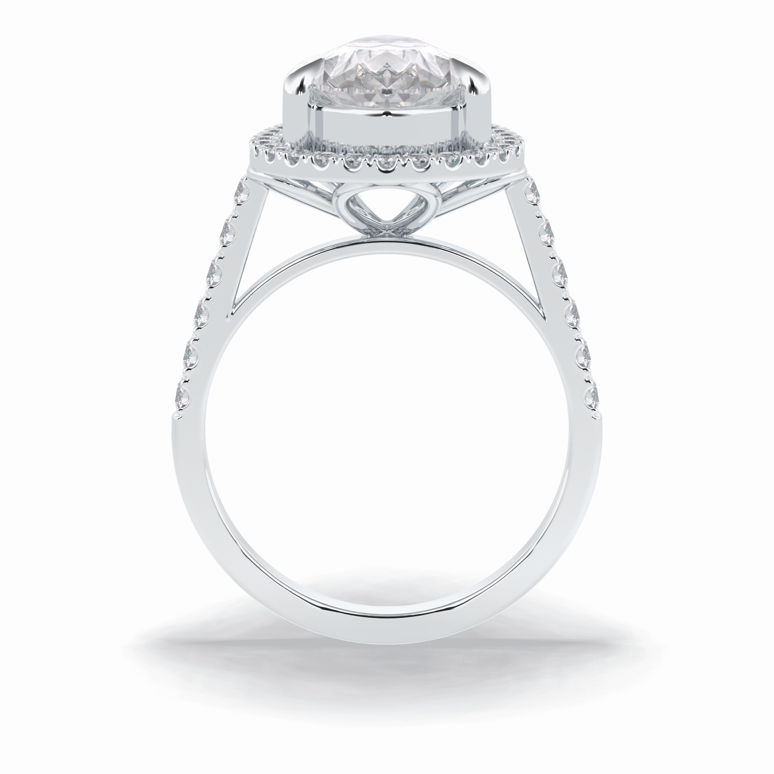 Pear Halo & Pave Lab Grown Diamond Engagement Ring