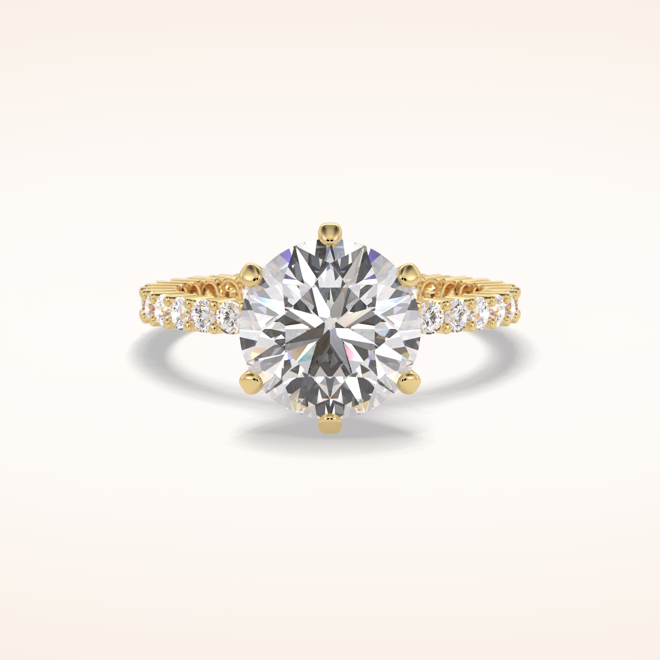 3 CT Round Shaped Pave Moissanite Engagement Ring