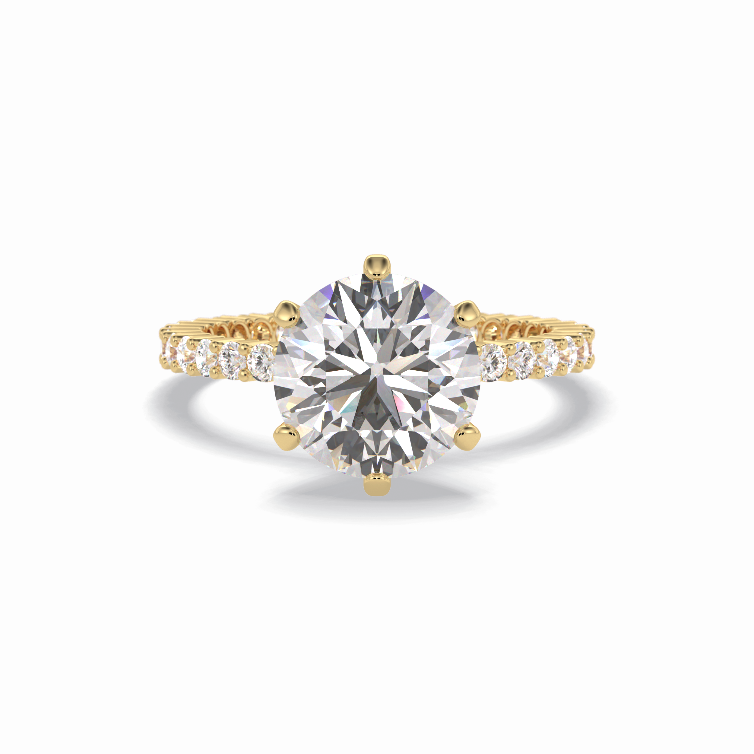 Round Pave Lab Grown Diamond Engagement Ring