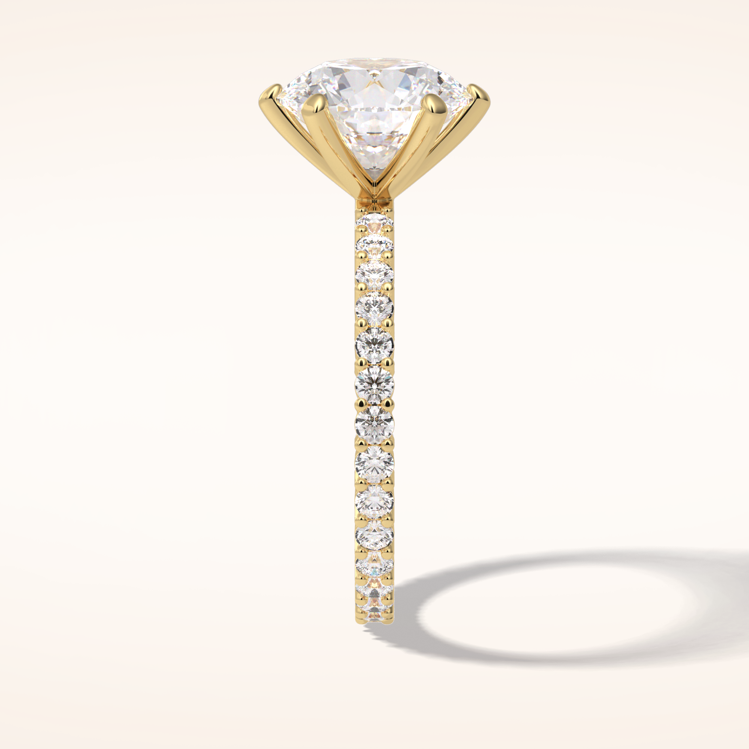 3 CT Round Shaped Pave Moissanite Engagement Ring