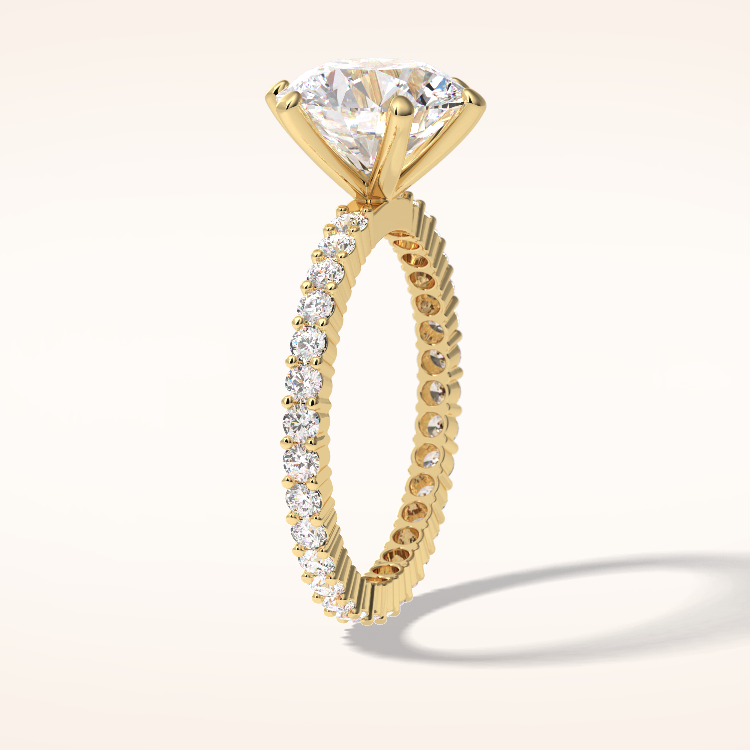 3 CT Round Shaped Pave Moissanite Engagement Ring