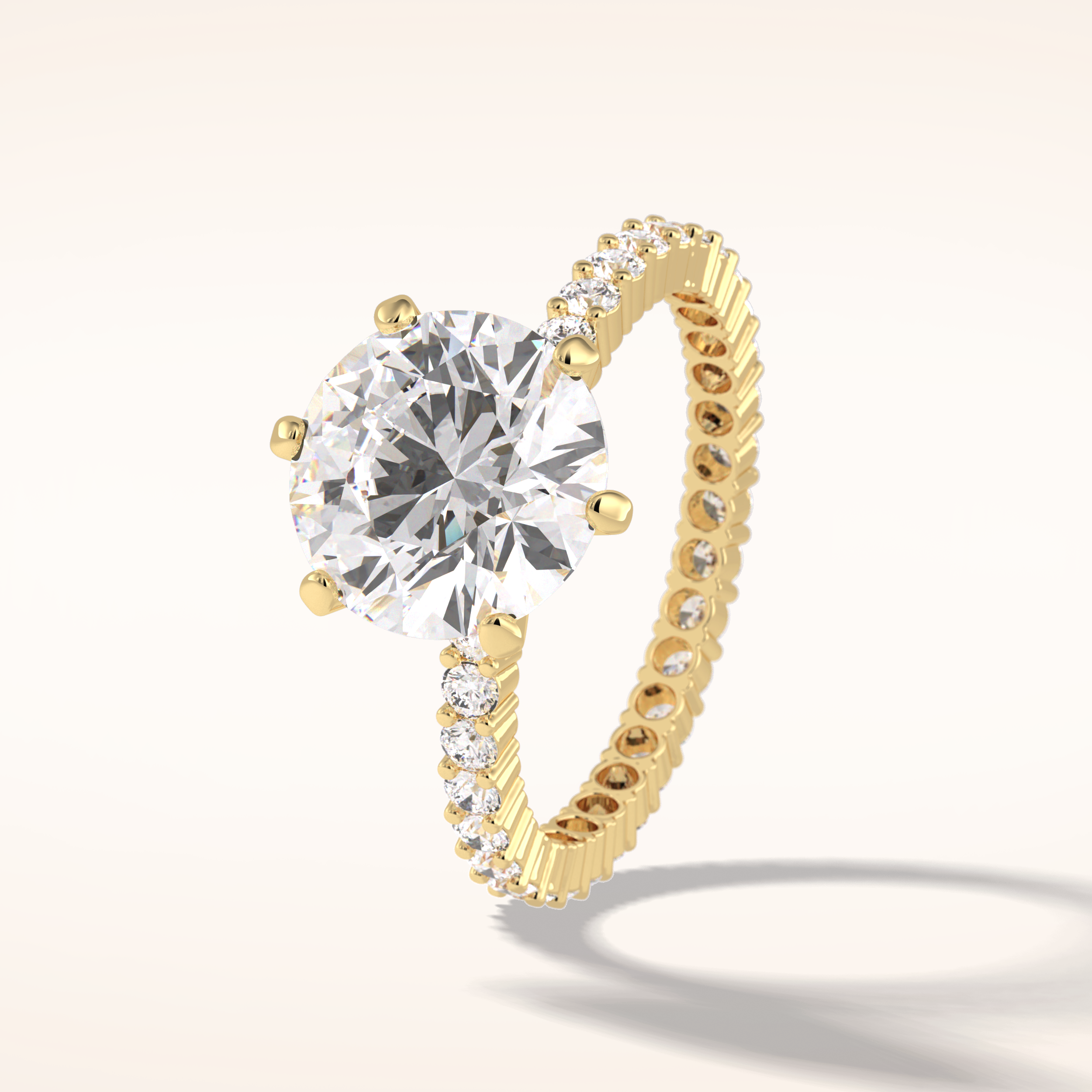 3 CT Round Shaped Pave Moissanite Engagement Ring