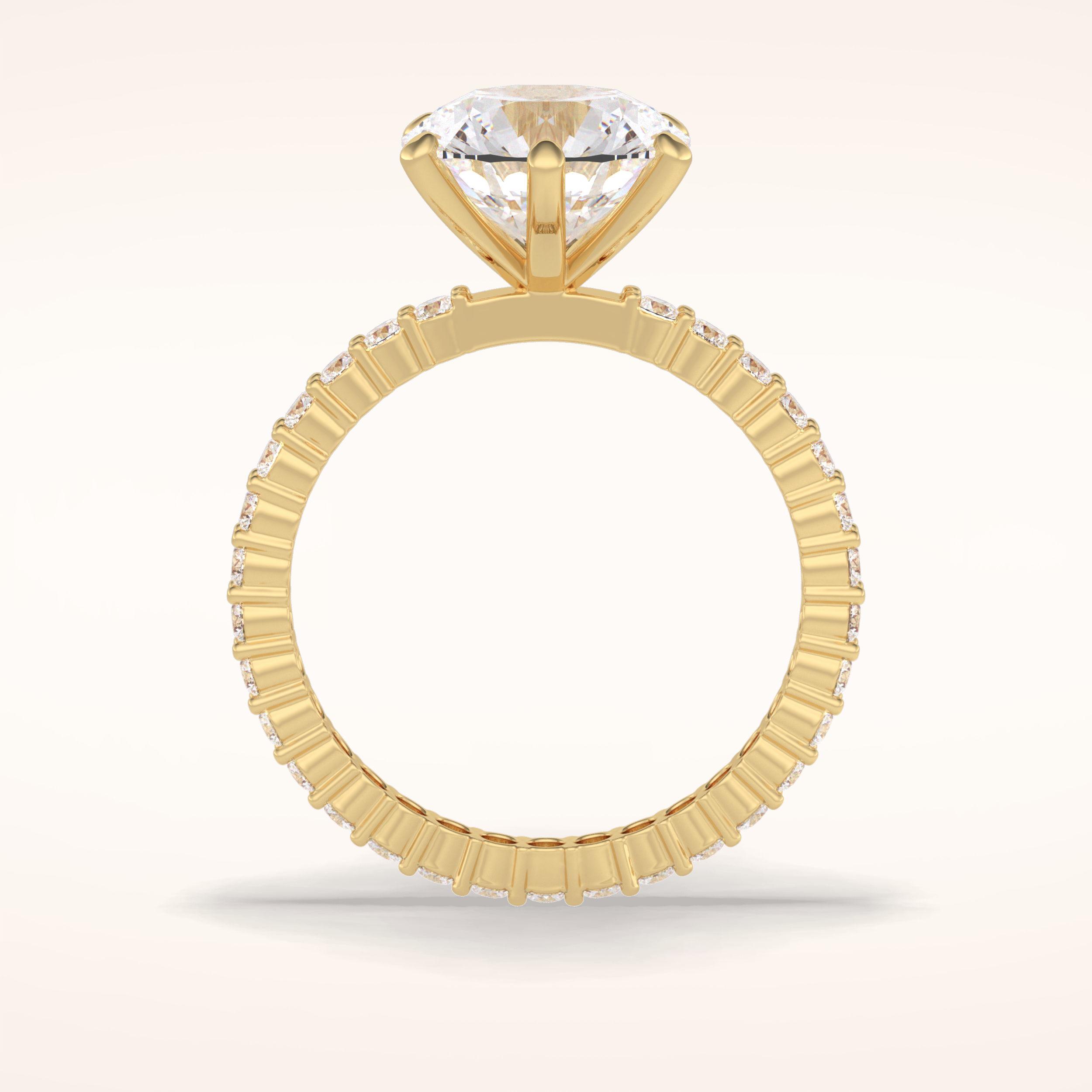 3 CT Round Shaped Pave Moissanite Engagement Ring