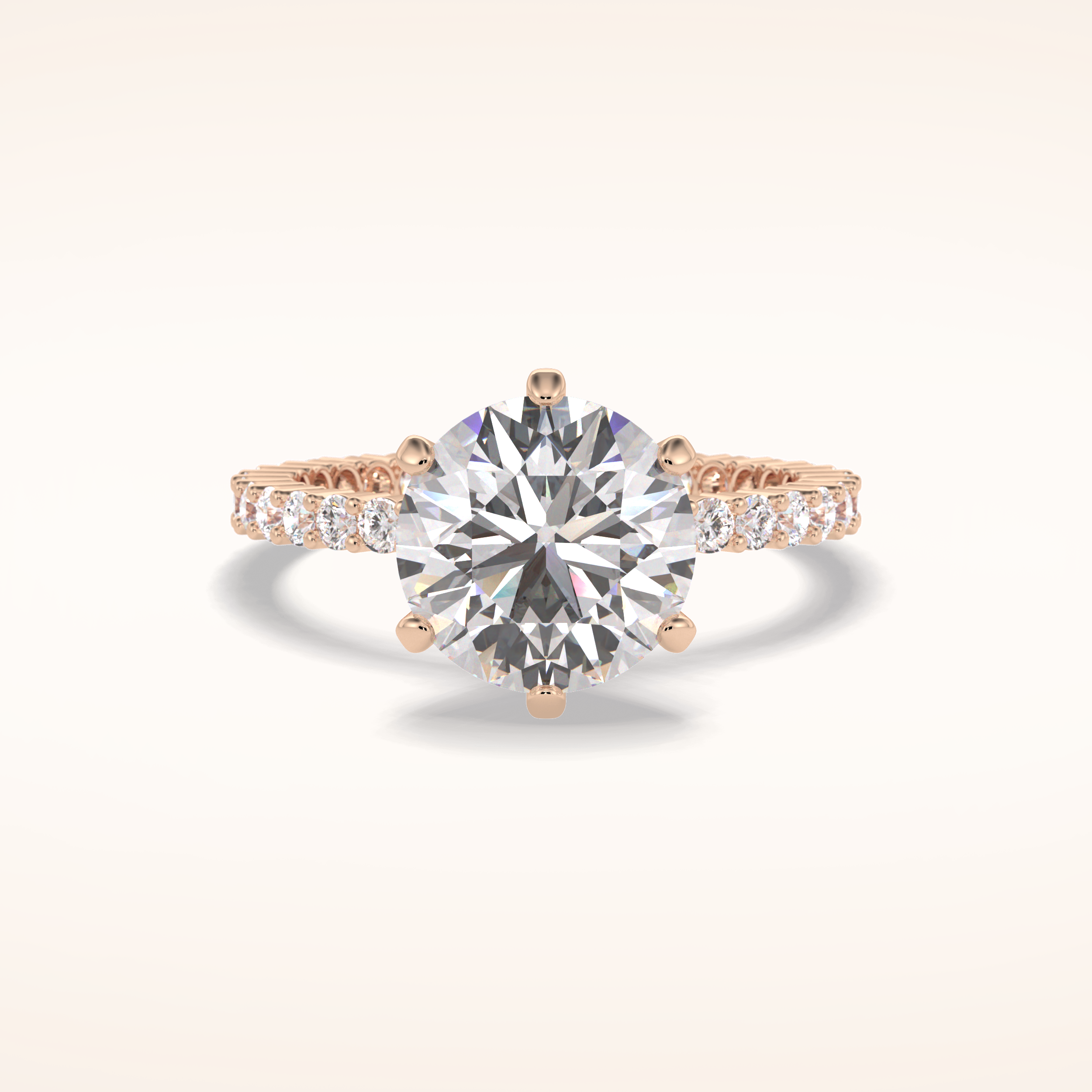 3 CT Round Shaped Pave Moissanite Engagement Ring