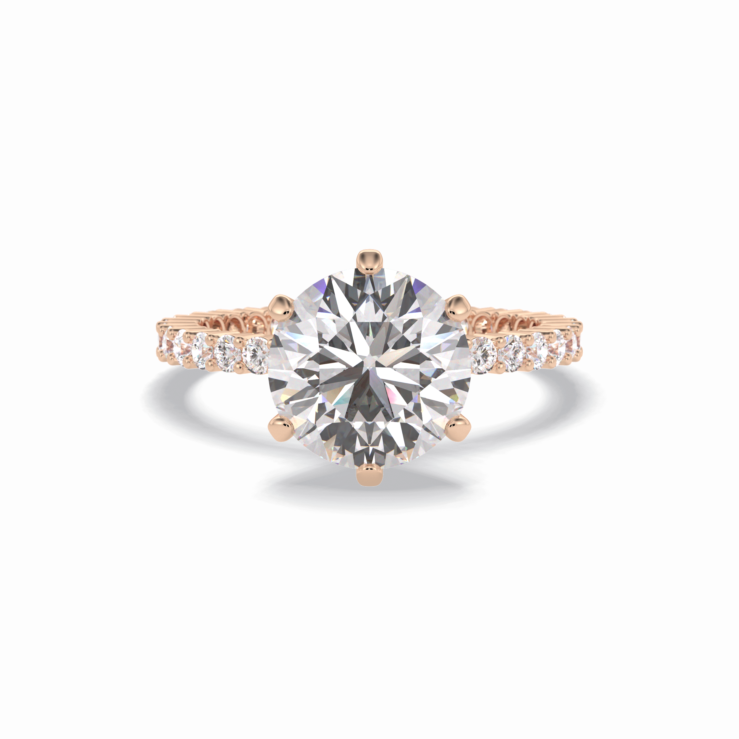 Round Pave Lab Grown Diamond Engagement Ring