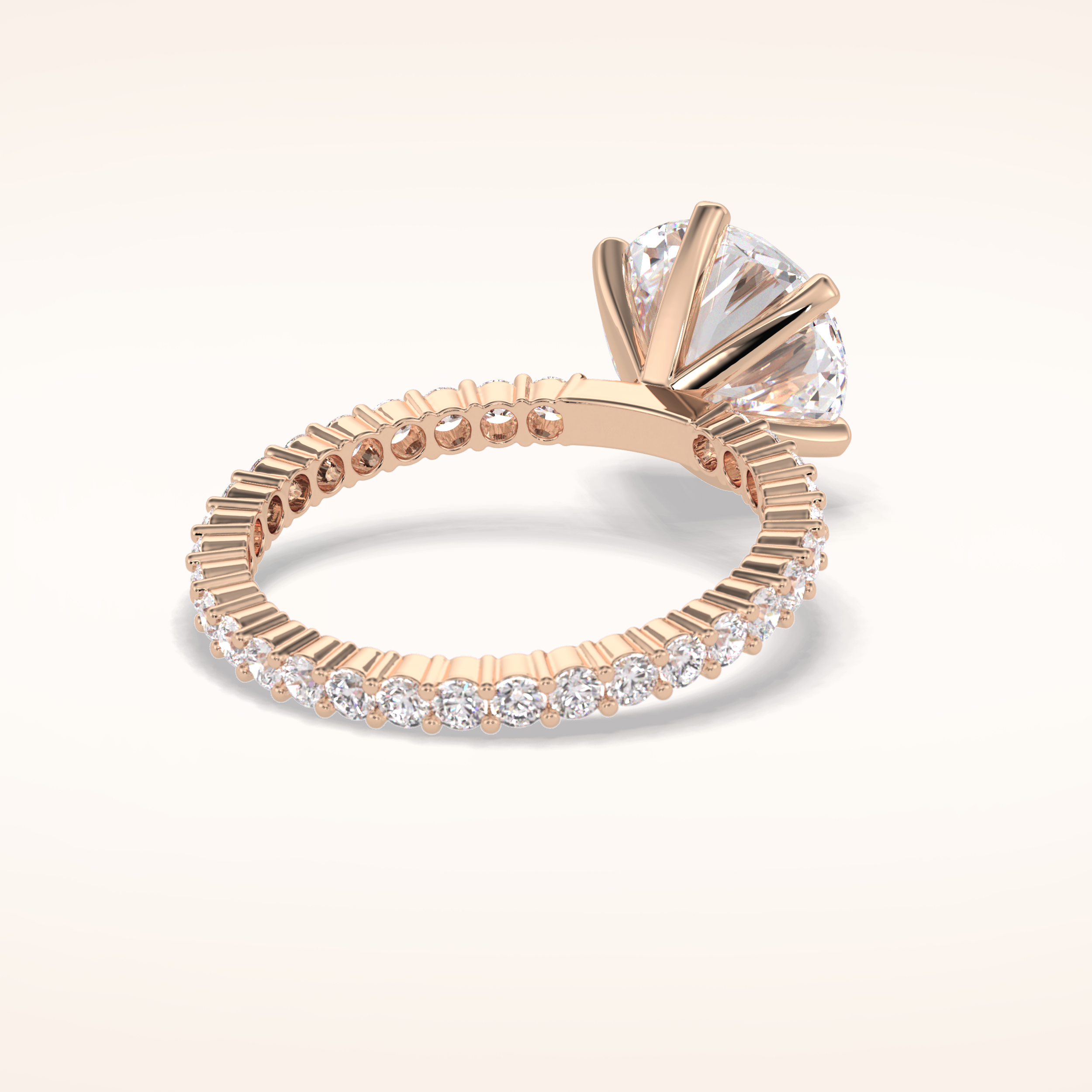 3 CT Round Shaped Pave Moissanite Engagement Ring