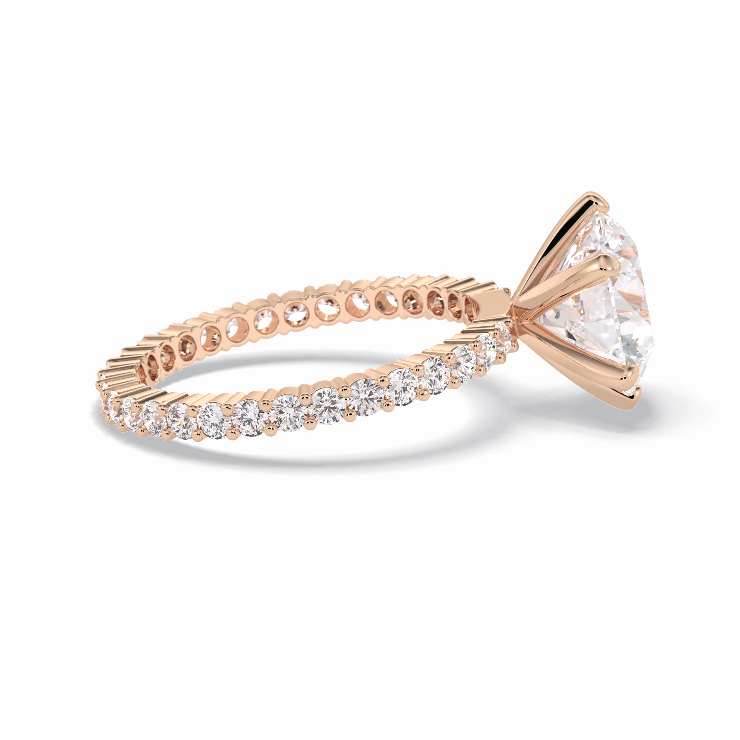 Round Pave Lab Grown Diamond Engagement Ring