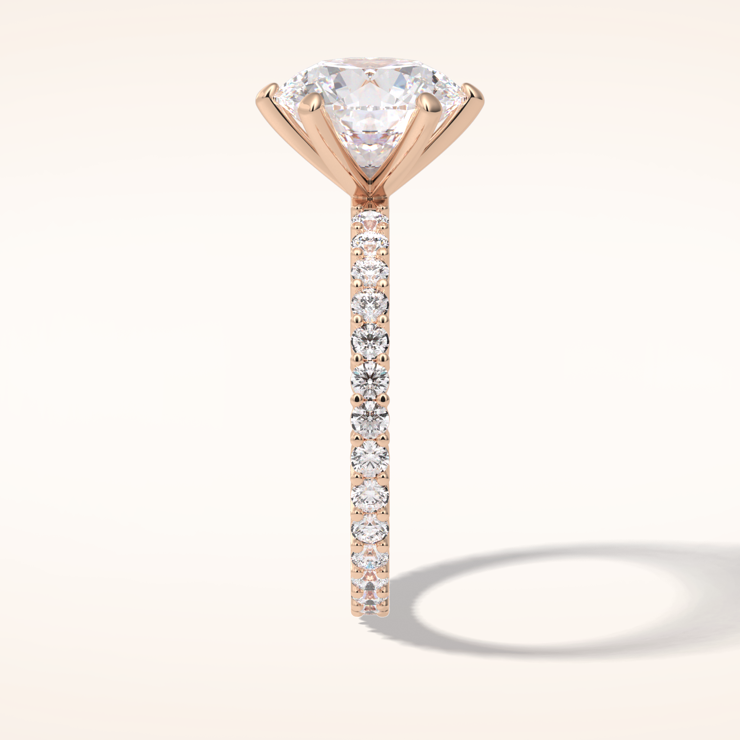 3 CT Round Shaped Pave Moissanite Engagement Ring