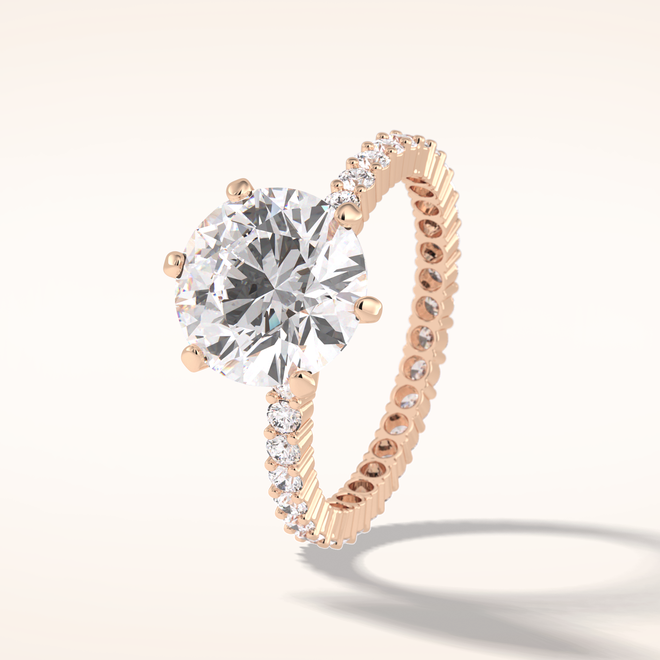 3 CT Round Shaped Pave Moissanite Engagement Ring