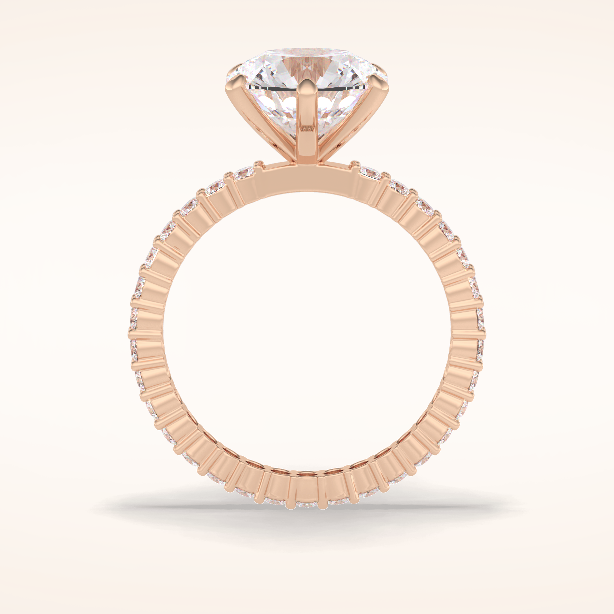 3 CT Round Shaped Pave Moissanite Engagement Ring