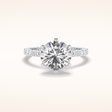 3 CT Round Shaped Pave Moissanite Engagement Ring
