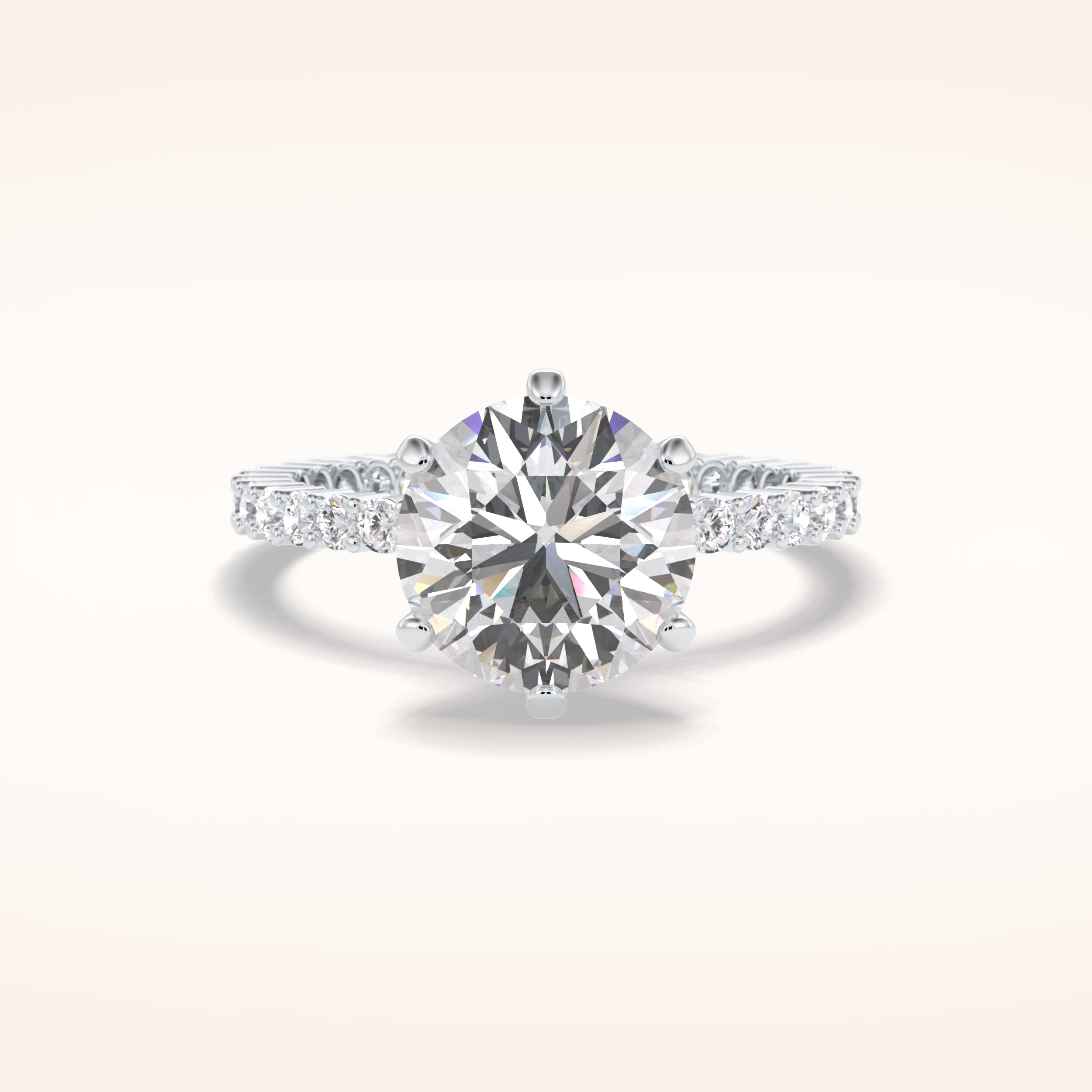 3 CT Round Shaped Pave Moissanite Engagement Ring