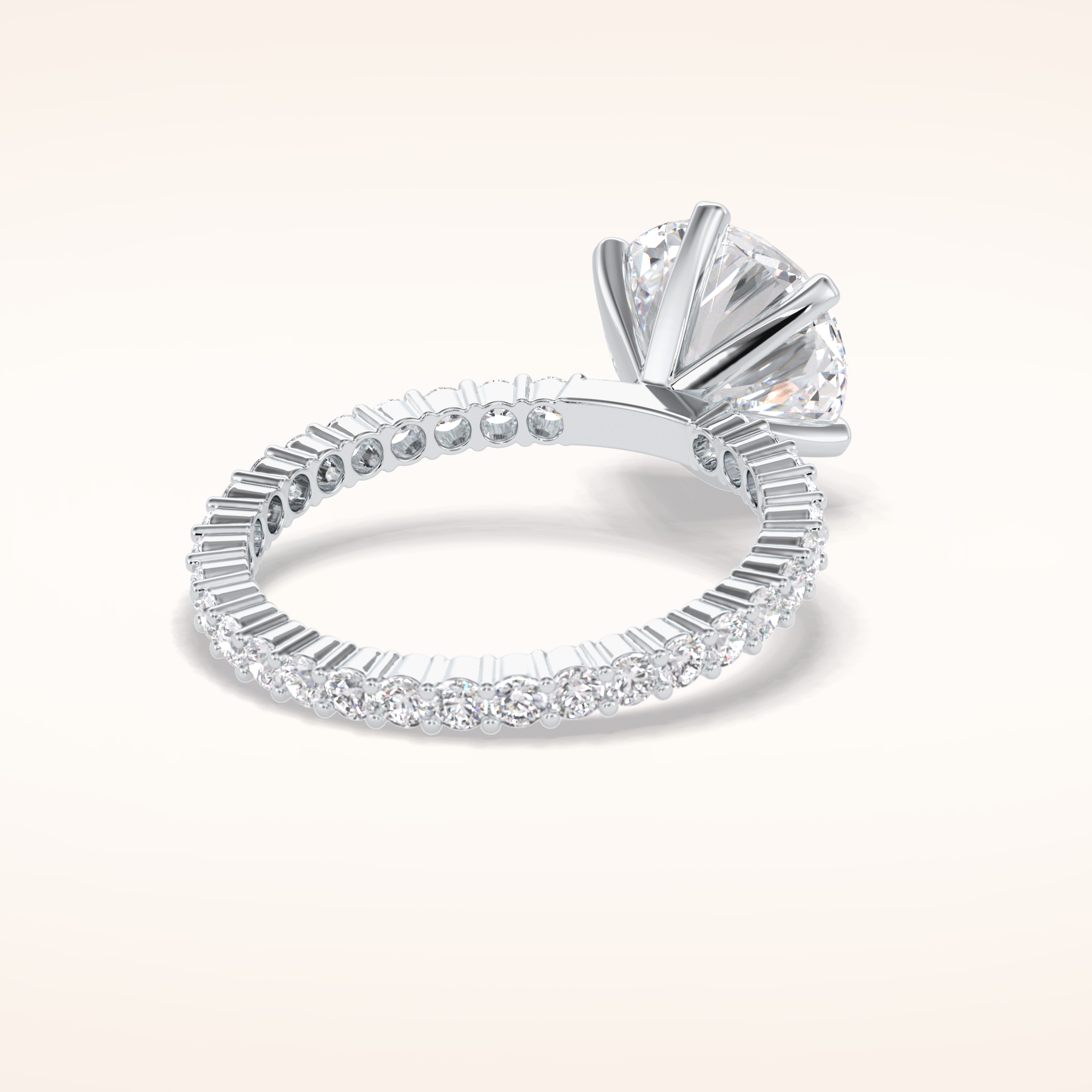 3 CT Round Shaped Pave Moissanite Engagement Ring