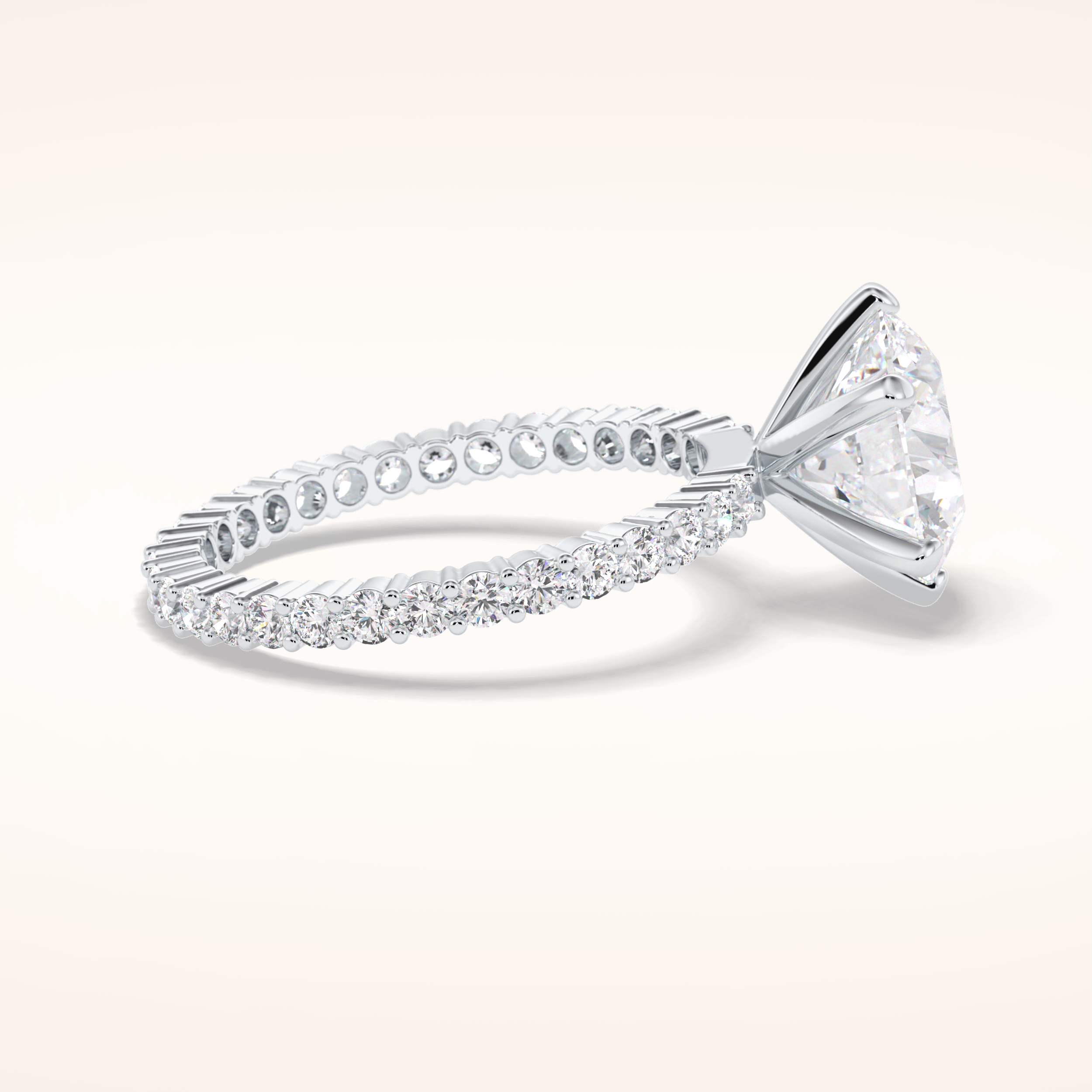 3 CT Round Shaped Pave Moissanite Engagement Ring