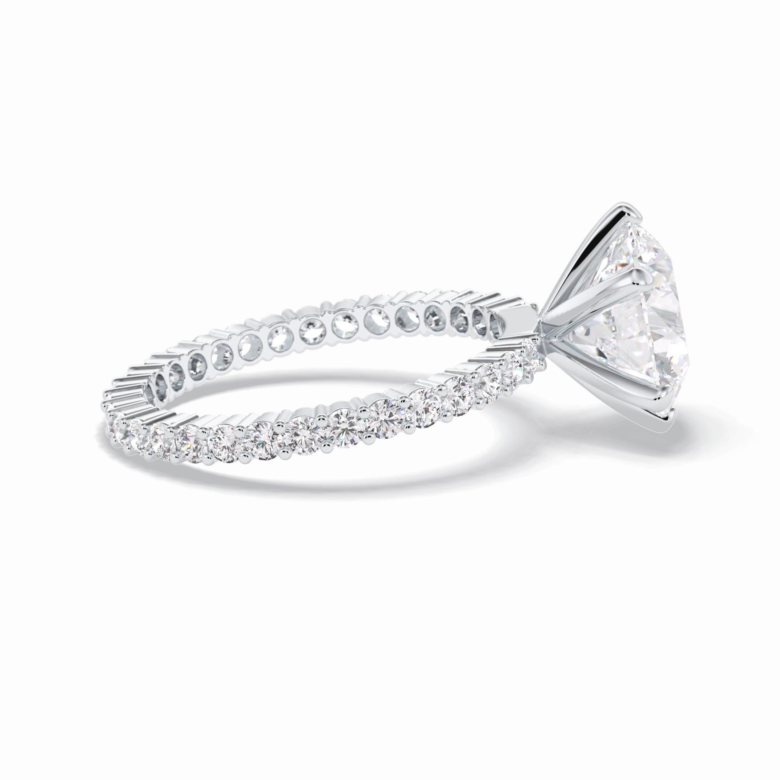Round Pave Lab Grown Diamond Engagement Ring