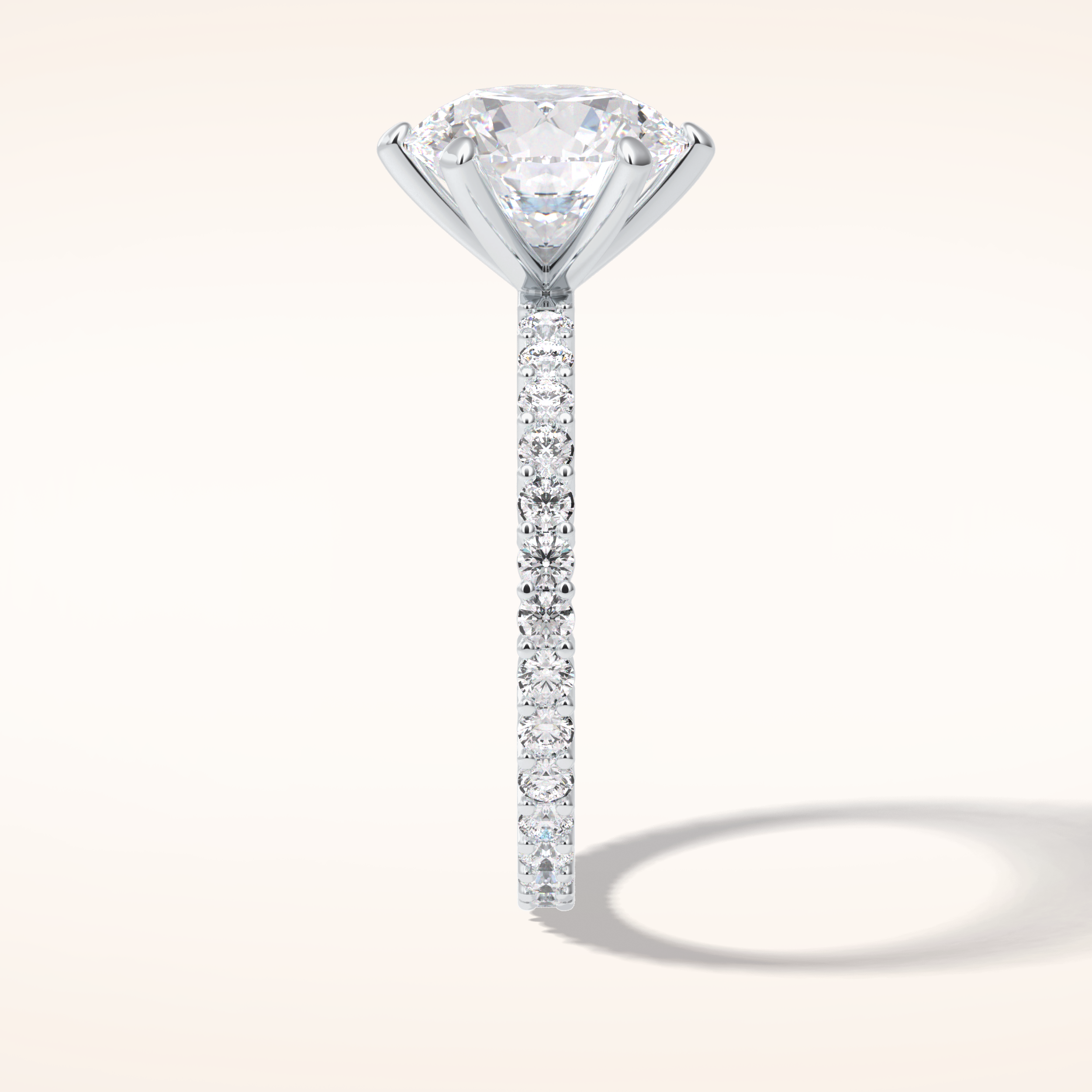 3 CT Round Shaped Pave Moissanite Engagement Ring