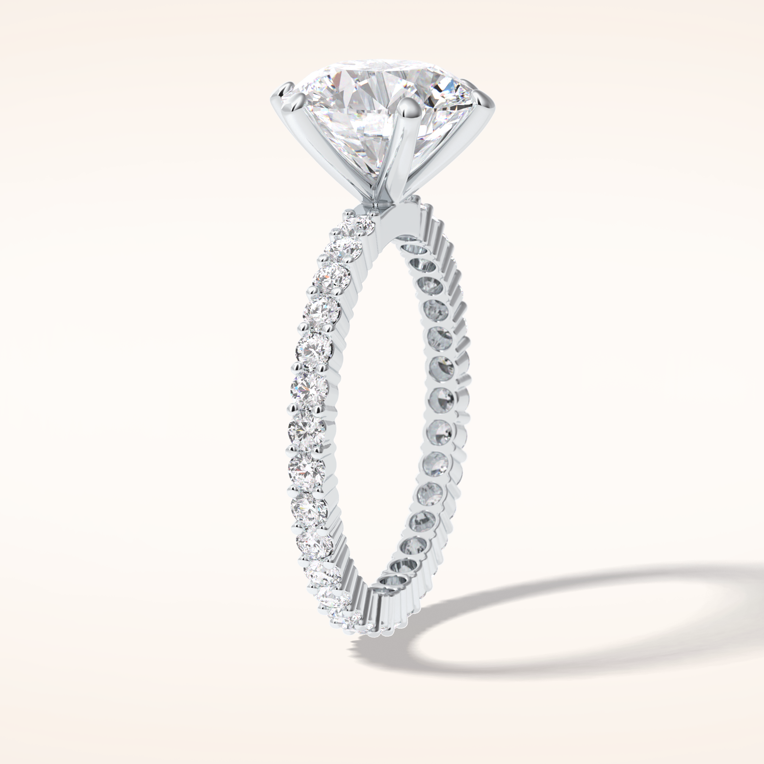 3 CT Round Shaped Pave Moissanite Engagement Ring