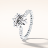 3 CT Round Shaped Pave Moissanite Engagement Ring