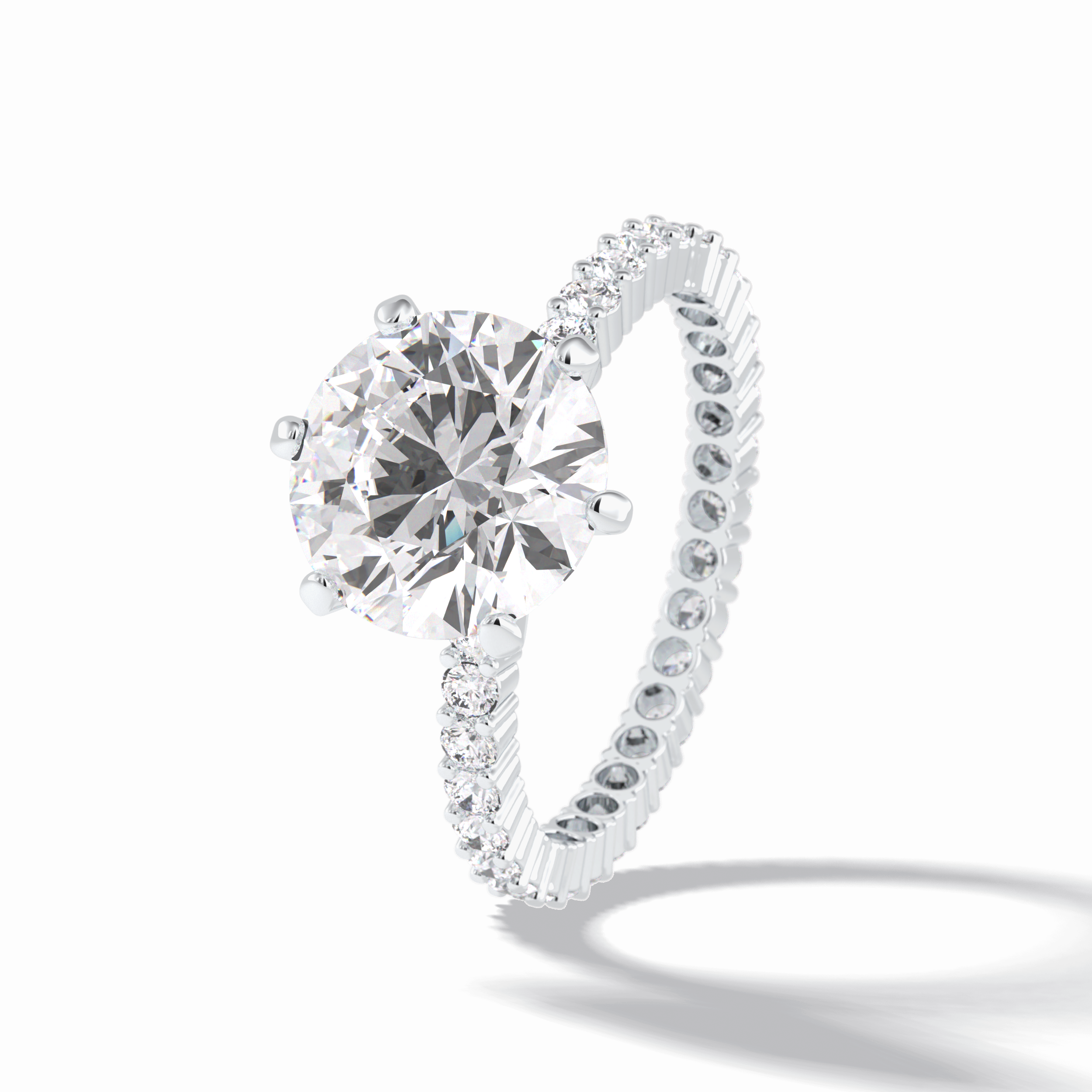 Round Pave Lab Grown Diamond Engagement Ring