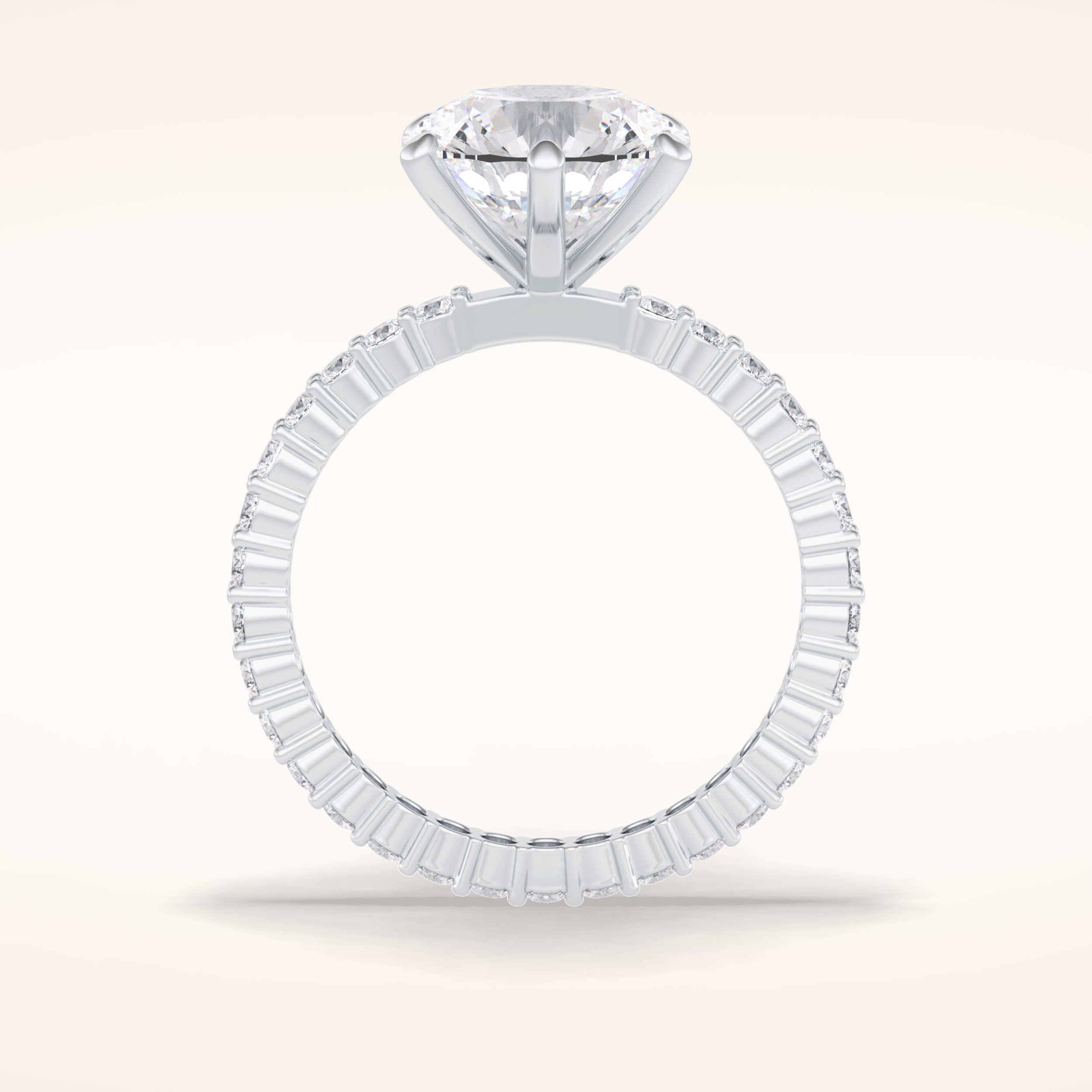 3 CT Round Shaped Pave Moissanite Engagement Ring