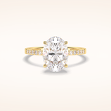 3 CT Oval Shaped Hidden Halo & Pave Moissanite Engagement Ring