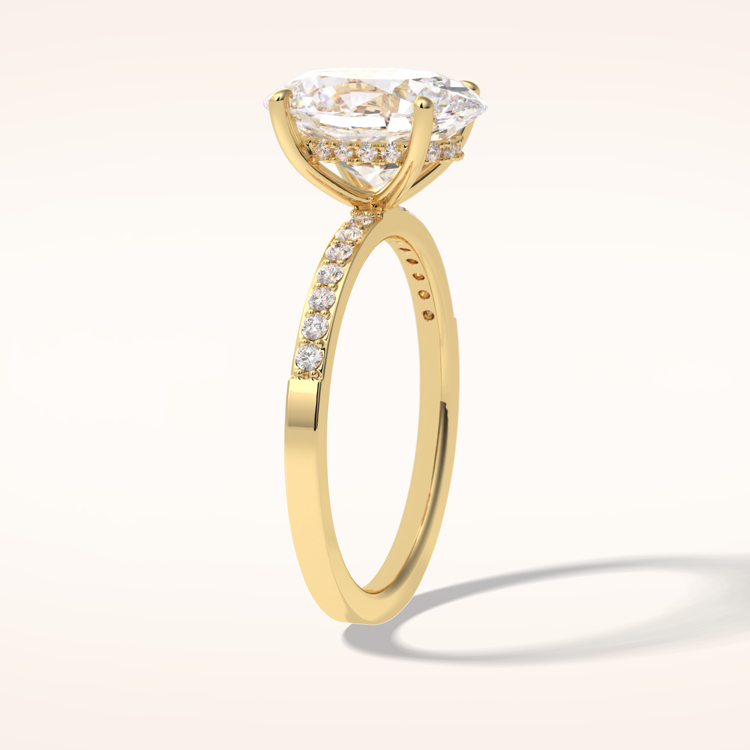 3 CT Oval Shaped Hidden Halo & Pave Moissanite Engagement Ring