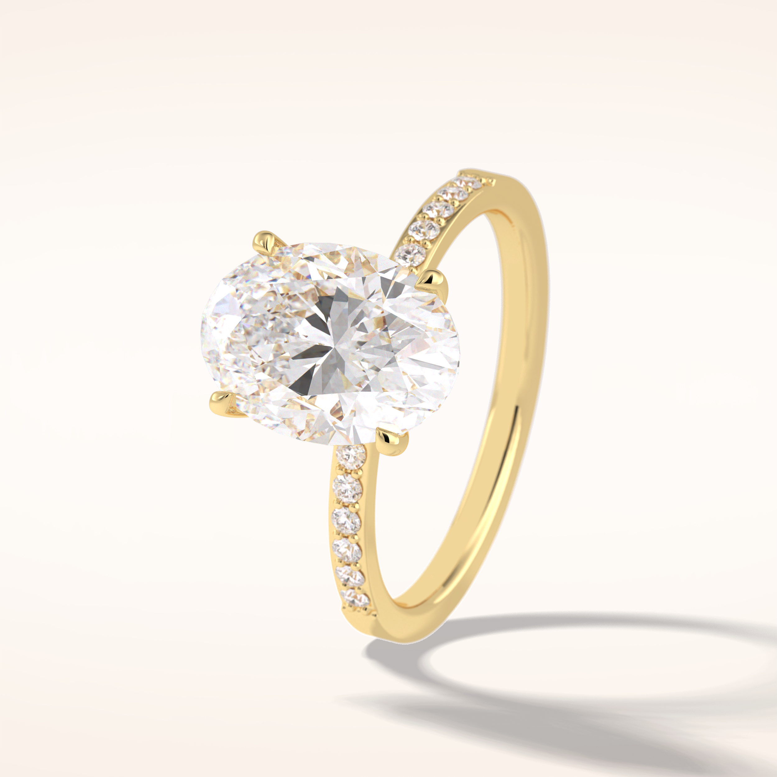 3 CT Oval Shaped Hidden Halo & Pave Moissanite Engagement Ring