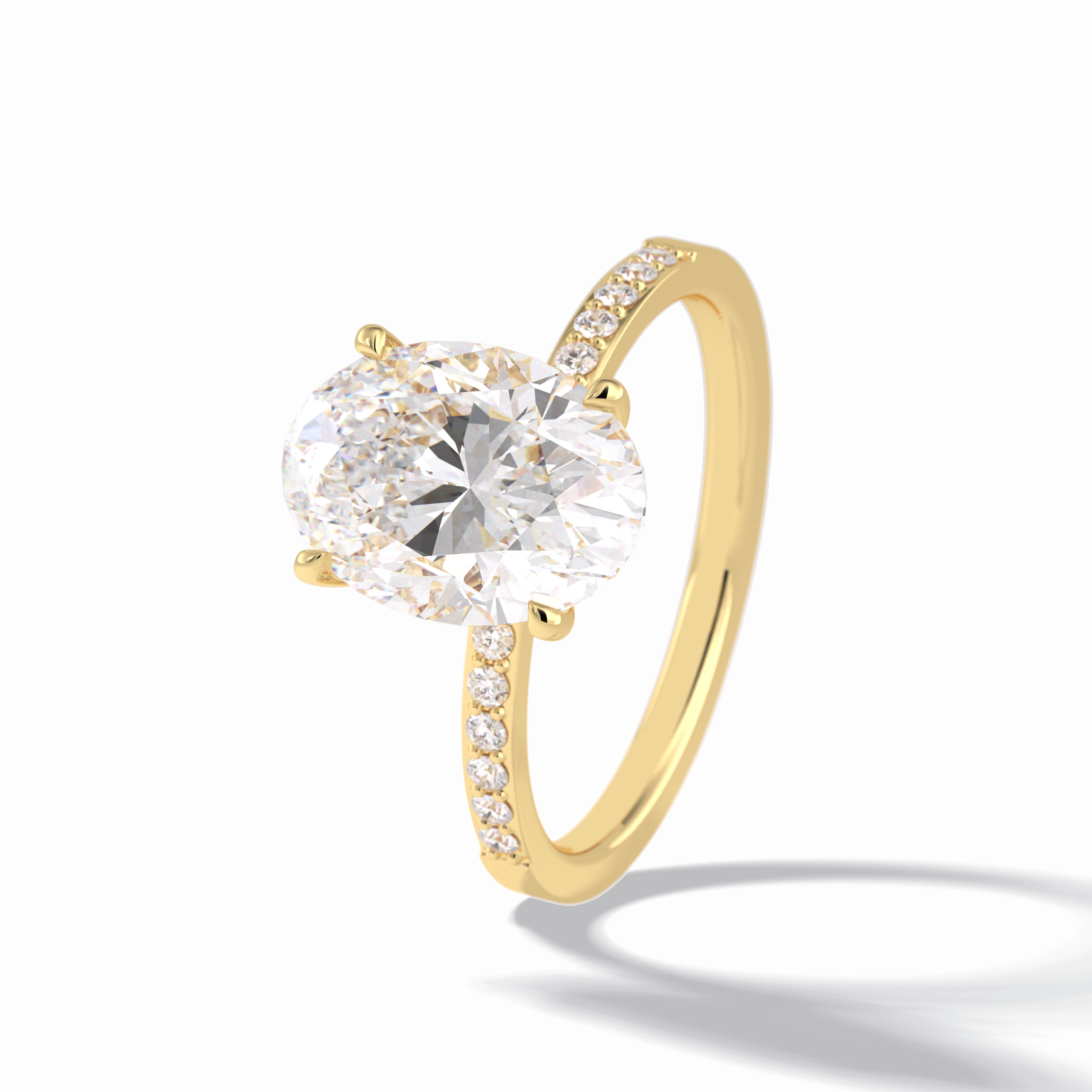 Oval Hidden Halo & Pave Lab Grown Diamond Engagement Ring