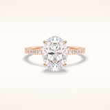 3 CT Oval Shaped Hidden Halo & Pave Moissanite Engagement Ring
