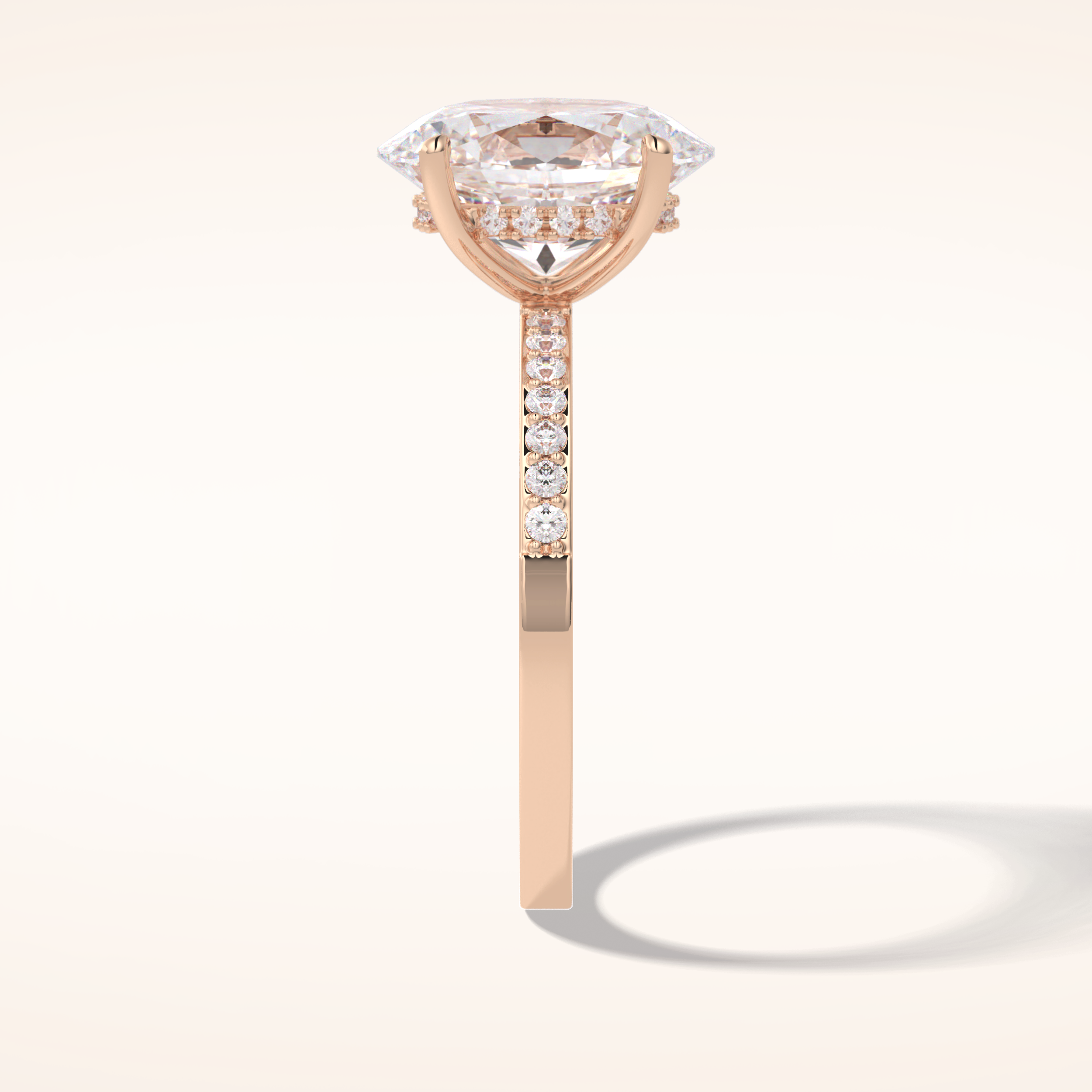3 CT Oval Shaped Hidden Halo & Pave Moissanite Engagement Ring